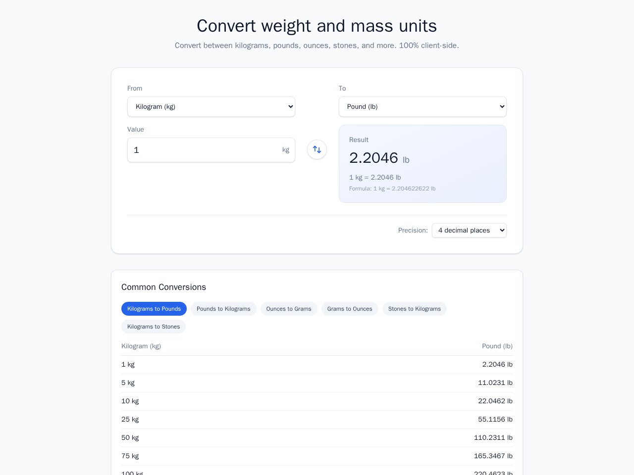 Weight Converter template preview