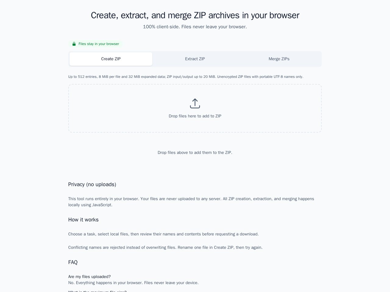 Aperçu du modèle Zip Tool